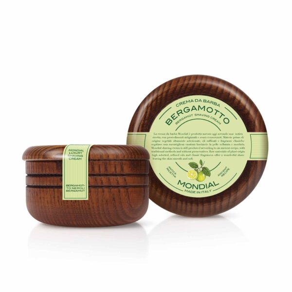 Mondial Classic Luxury Shaving Cream Bergamotto Neroli Wooden Bowl
